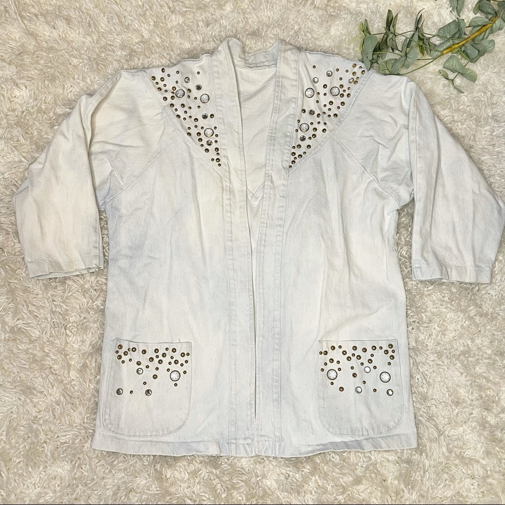 Vintage Super‎ Light Wash Denim Rhinestone Jacket